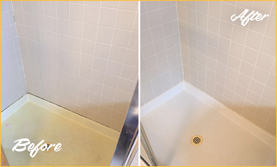 Before and After Picture of a Scottsdale Shower Sealed to Remove and Protect Against Mold