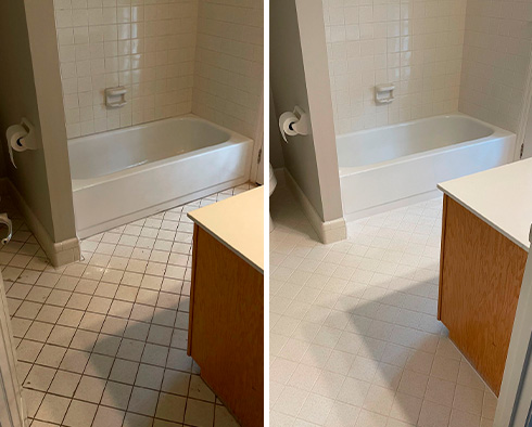 Bathroom Before and After a Grout Cleaning in Phoenix, AZ