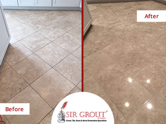 Before and After Picture of a Stone Polishing Service in Scottsdale, AZ