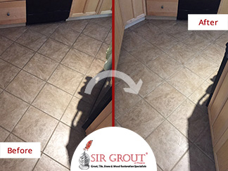 Before and After Picture of a Floor Grout Cleaning Service in Scottsdale, AZ