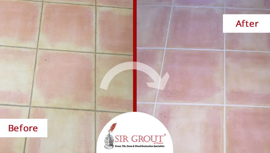 Before and After Picture of a Grout Cleaning Service in Chandler, AZ