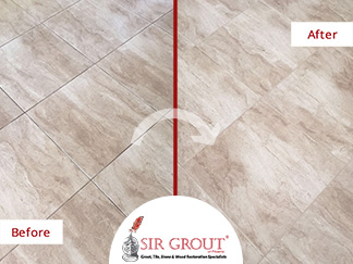 Before and After Picture of a Grout Cleaning Service in Scottsdale, AZ