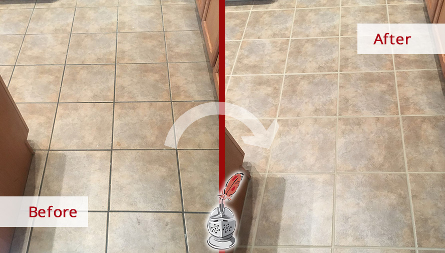 Thanks to a Grout Cleaning Service Performed by Sir Grout, This Kitchen Floor Was Enhanced in Tempe, Arizona
