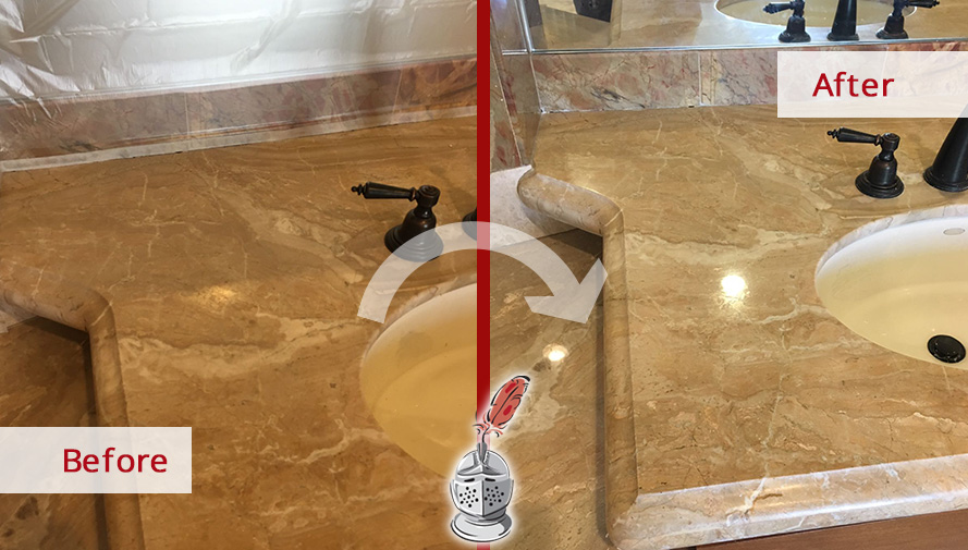 Before and After Picture of a Stone Honing and Polishing in Scottsdale, AZ