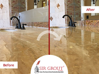 Before and After Picture of a Stone Honing and Polishing Service in Scottsdale, AZ