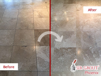 Before and after Picture of This Stone Honing Job Done in Phoenix, AZ
