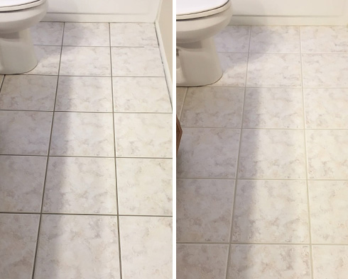 Before and after Picture of This Two Bathrooms in Gilbert, Arizona, after Our Grout Sealing Process