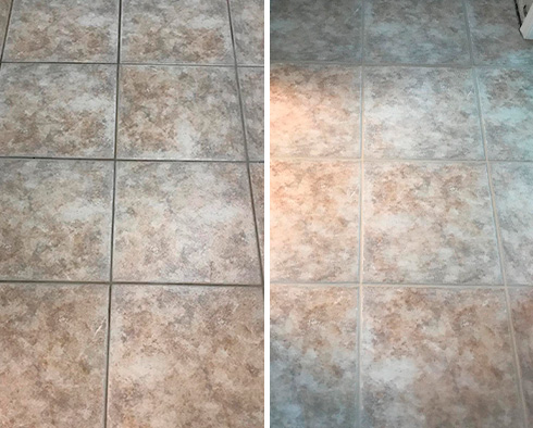Before and After Picture of a Grout Cleaning Job in Scottsdale, AZ
