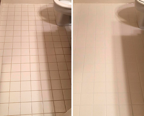 Bathroom Before and After a Grout Cleaning in Scottsdale, AZ