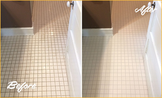 Before and After Picture of a Tempe Bathroom Floor Sealed to Protect Against Liquids and Foot Traffic