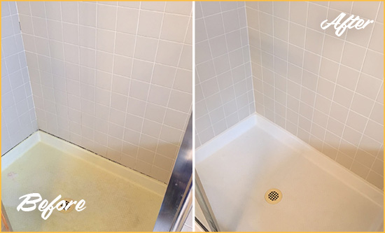 Before and After Picture of a Surprise Shower Sealed to Remove and Protect Against Mold