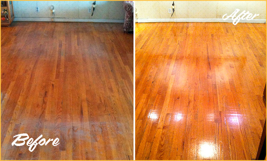 Before and After Picture of a Avondale Wood Sand Free Refinishing Service on a Stained Floor