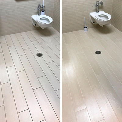 Sir Grout's services are ideal to keep in optical conditions high traffic areas like this office's restroom