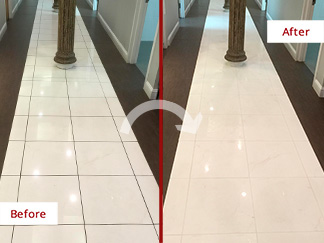 Tile Floor Before and After a Service from Our Tile and Grout Cleaners in Phoenix