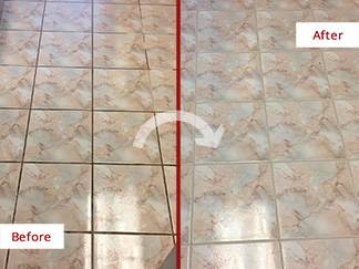 Floor Before and After a Grout Cleaning in Phoenix, AZ