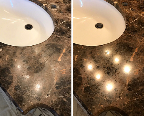 Stone Vanity Top Before and After a Stone Polishing in Phoenix