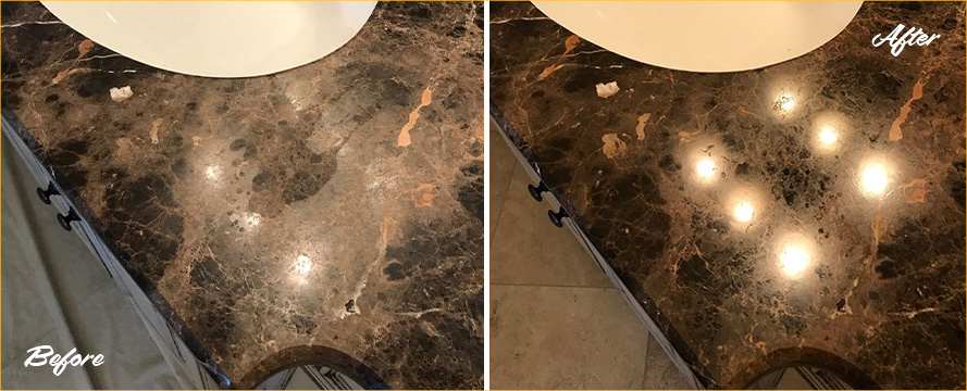 Stone Vanity Top Before and After a Stone Polishing in Phoenix