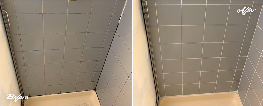 Shower Before and After a Service from Our Tile and Grout Cleaners in Tempe