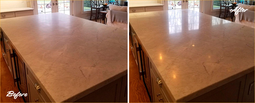Countertop Before and After a Stone Honing in Scottsdale