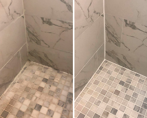 Ceramic Shower Before and After Our Caulking Services in Chandler, AZ