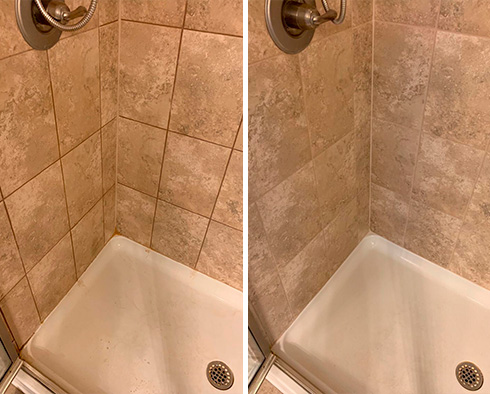 Shower Before and After a Grout Cleaning in Paradise Valley, AZ