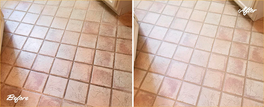 Kitchen Floor Restored by Our Tile and Grout Cleaners in Tempe, AZ