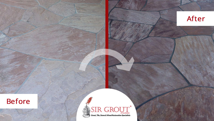 Flagstone Patio Gets Revamped with a Stone Sealing Service in Scottsdale, Arizona