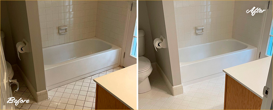 Bathroom Before and After a Professional Grout Cleaning in Phoenix, AZ