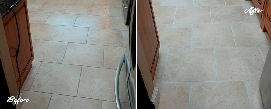 Ceramic Floor Before and After Our Tile and Grout Cleaners in Phoenix, AZ