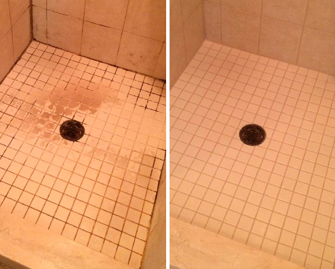 Shower Before and After Our Tile and Grout Cleaners in Scottsdale, AZ