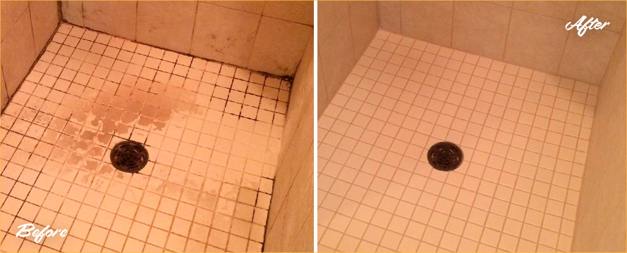 Shower Before and After Our Tile and Grout Cleaners in Scottsdale, AZ