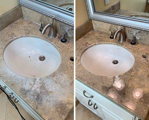 Marble Countertop Before and After a Stone Honing in Phoenix, AZ