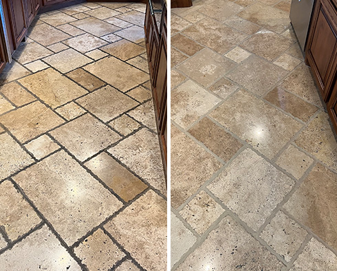 Floor Before and After a Stone Cleaning in Scottsdale, AZ