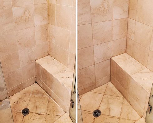 Shower Before and After a Grout Cleaning in Scottsdale, AZ