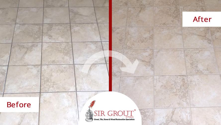 Before and After Pictures of a Grout Cleaning Service in this Phoenix Home