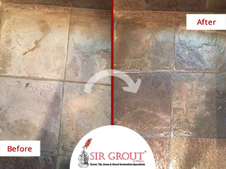 Before and After Pictures of a Slate Bathroom in Tempe, Arizona