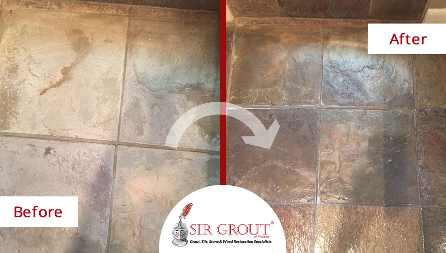 Before and After Pictures of a Slate Bathroom in Tempe, Arizona