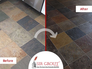 Before and After Picture of a Stone Sealing in Scottsdale, Arizona