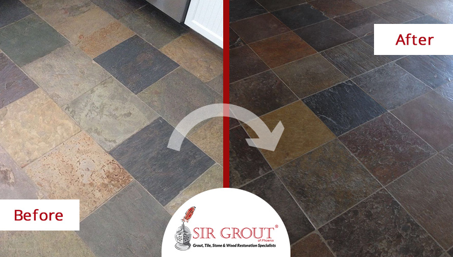 Before and After Picture of a Stone Sealing in Scottsdale, Arizona