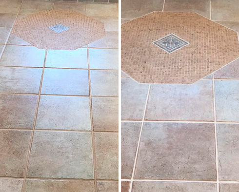 Floor Before and After a Grout Sealing in Scottsdale, AZ