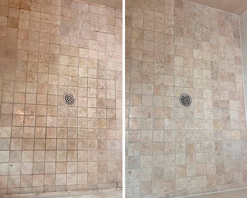 Shower Before and After a Grout Cleaning in Phoenix, AZ