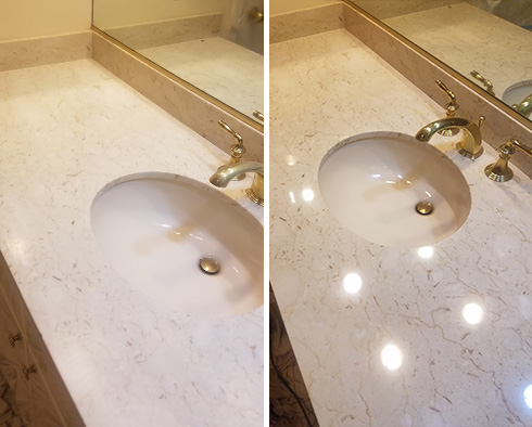 Marble Countertop Before and After a Stone Polishing in Phoenix