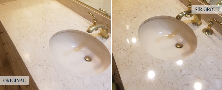 Marble Countertop Before and After a Stone Polishing in Phoenix