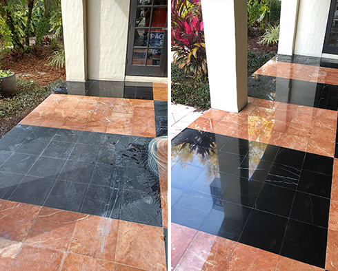Marble Floor Before and After a Stone Polishing in Scottsdale