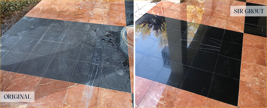 Marble Floor Before and After a Stone Polishing in Scottsdale