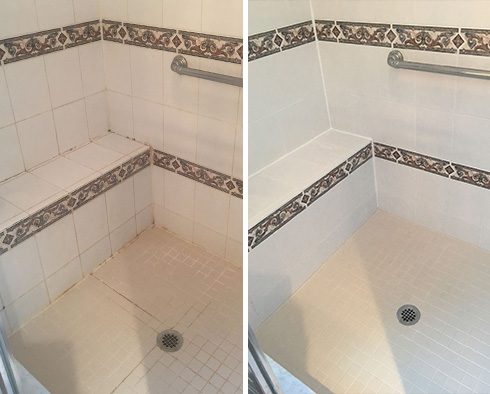 Shower Stall Before and After a Service from Our Tile and Grout Cleaners in Scottsdale