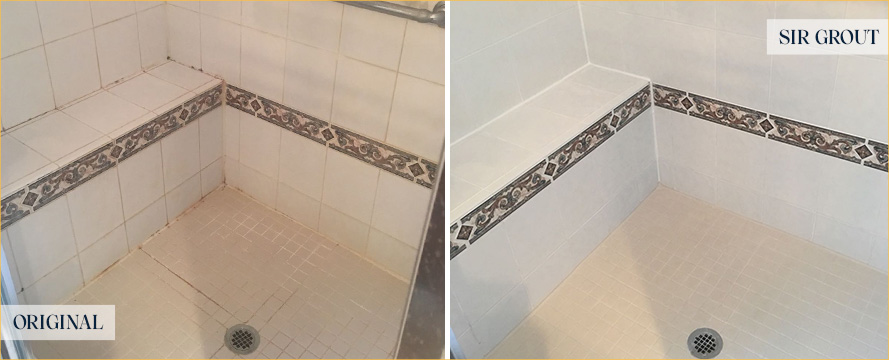 Shower Stall Before and After a Service from Our Tile and Grout Cleaners in Scottsdale