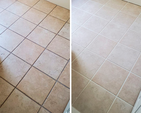 Floor Before and After a Grout Sealing in Scottsdale, AZ