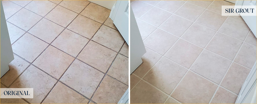 Floor Before and After an Excellent Grout Sealing in Scottsdale, AZ