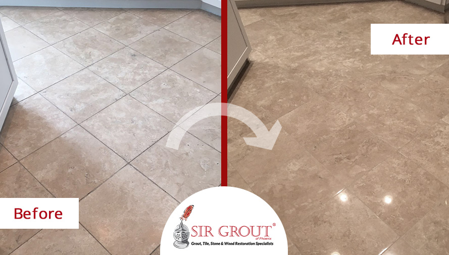 The Color Of This Travertine Floor Was Renewed After A Stone